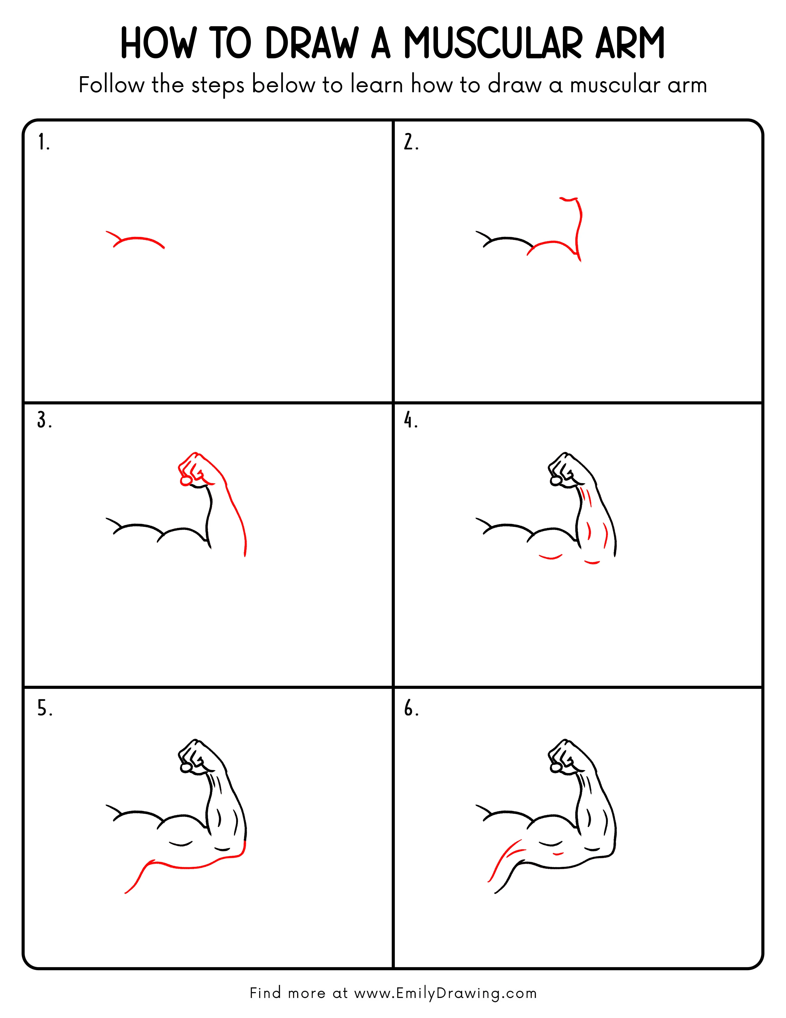 Printable Muscular Arm Drawing Guide